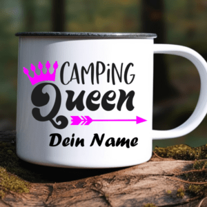 Emaille Tasse Camping Queen